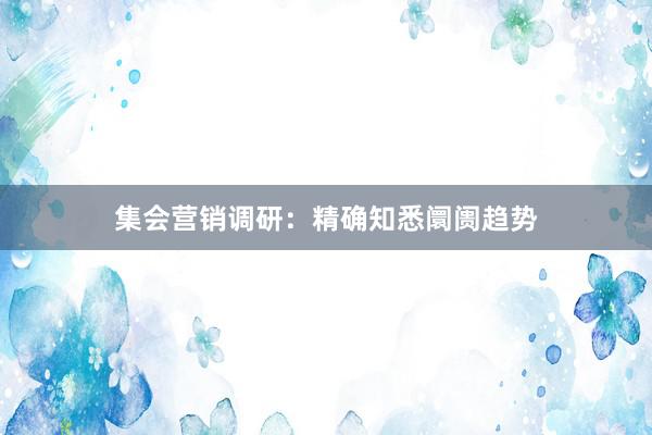 集会营销调研：精确知悉阛阓趋势