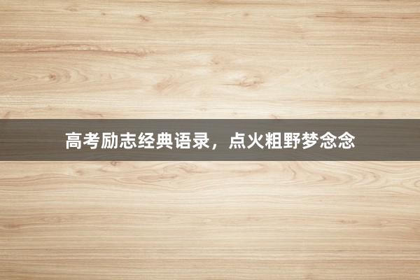 高考励志经典语录，点火粗野梦念念